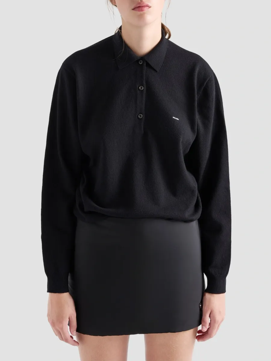 Prada Women's Wool Polo Sweater | Thumbnail 3 Prada Women's Wool Polo Sweater | Thumbnail 3