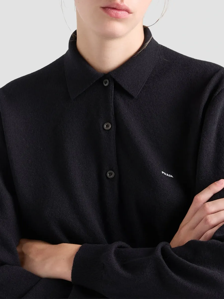 Prada Women's Wool Polo Sweater | Thumbnail 5 Prada Women's Wool Polo Sweater | Thumbnail 5