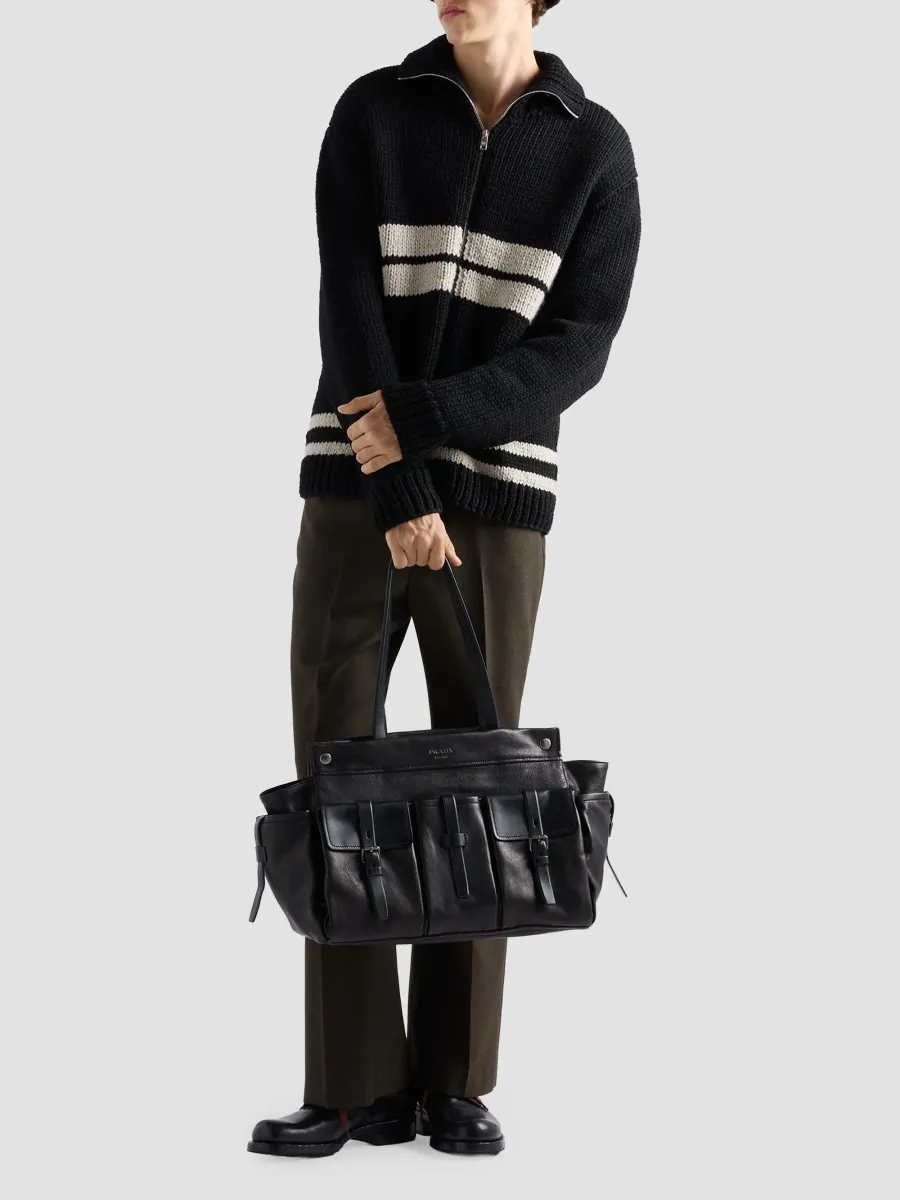 Prada Men's Route Leather Tote Bag | Thumbnail 2