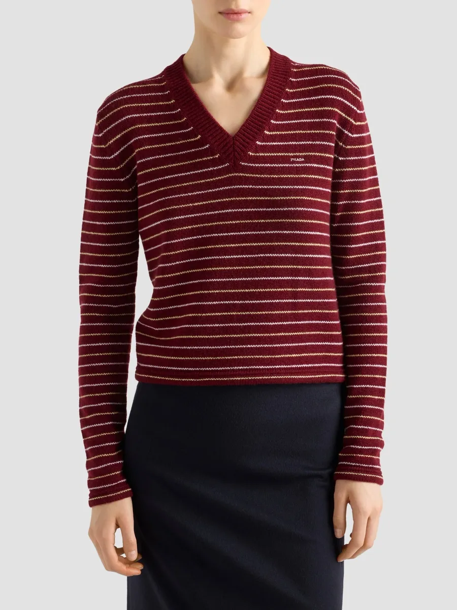 Prada Women's Cashmere V-Neck Sweater | Thumbnail 3 Prada Women's Cashmere V-Neck Sweater | Thumbnail 3