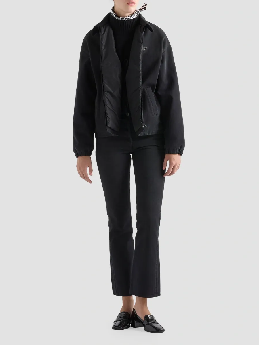 Prada Women's Black Denim Blouson Jacket | Thumbnail 2 Prada Women's Black Denim Blouson Jacket | Thumbnail 2