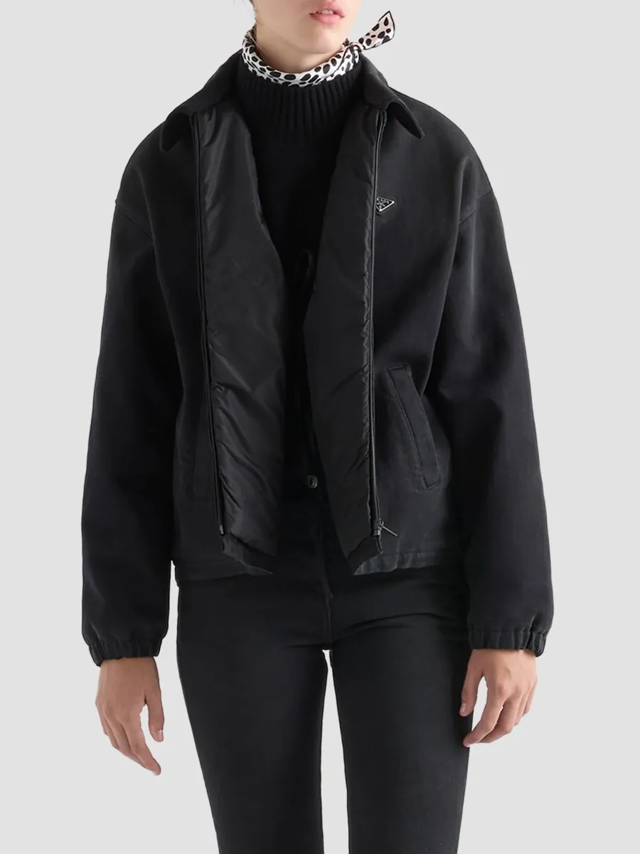 Prada Women's Black Denim Blouson Jacket | Thumbnail 3 Prada Women's Black Denim Blouson Jacket | Thumbnail 3