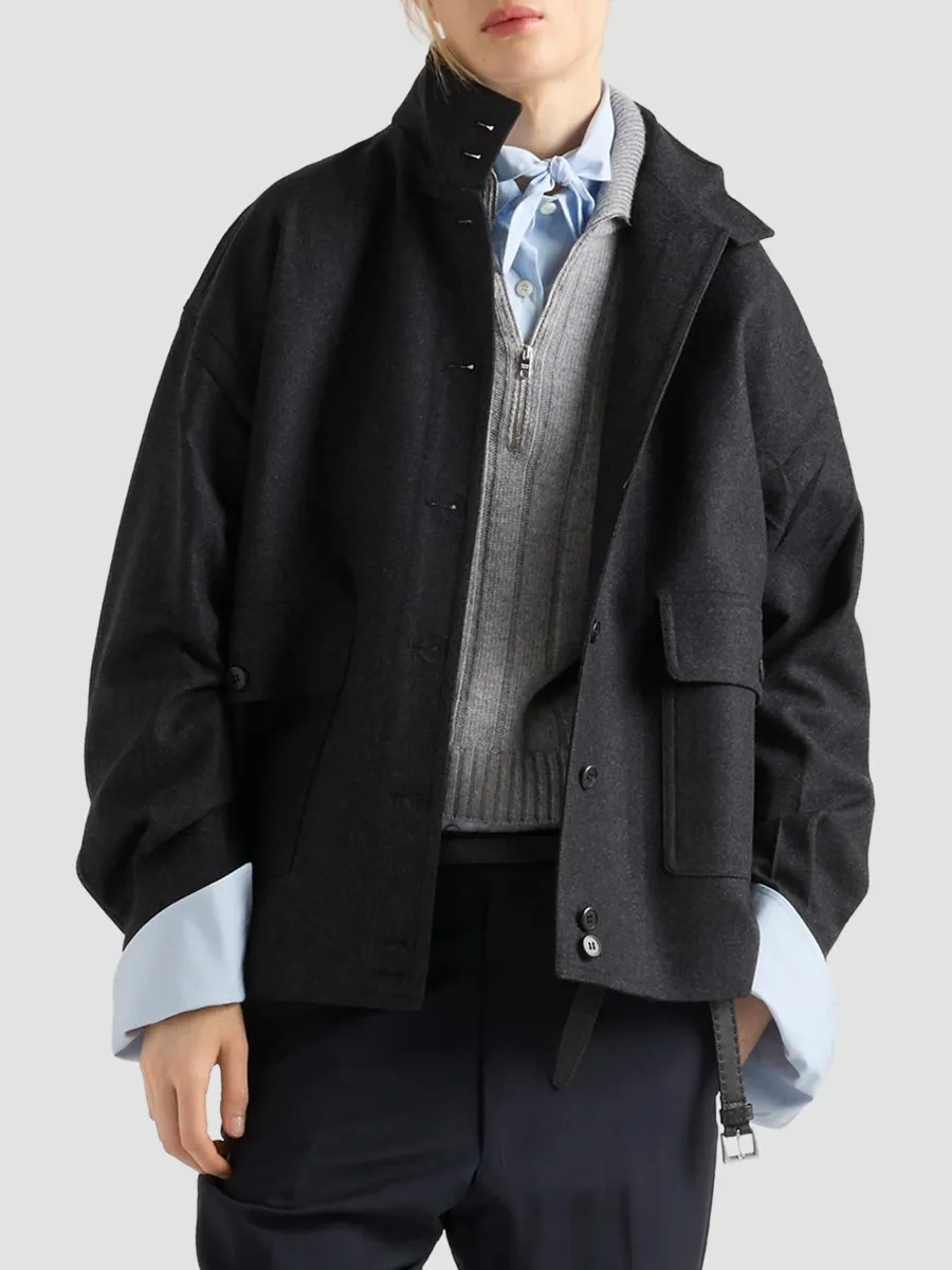 Prada Women's Wool Blouson Jacket | Thumbnail 3 Prada Women's Wool Blouson Jacket | Thumbnail 3