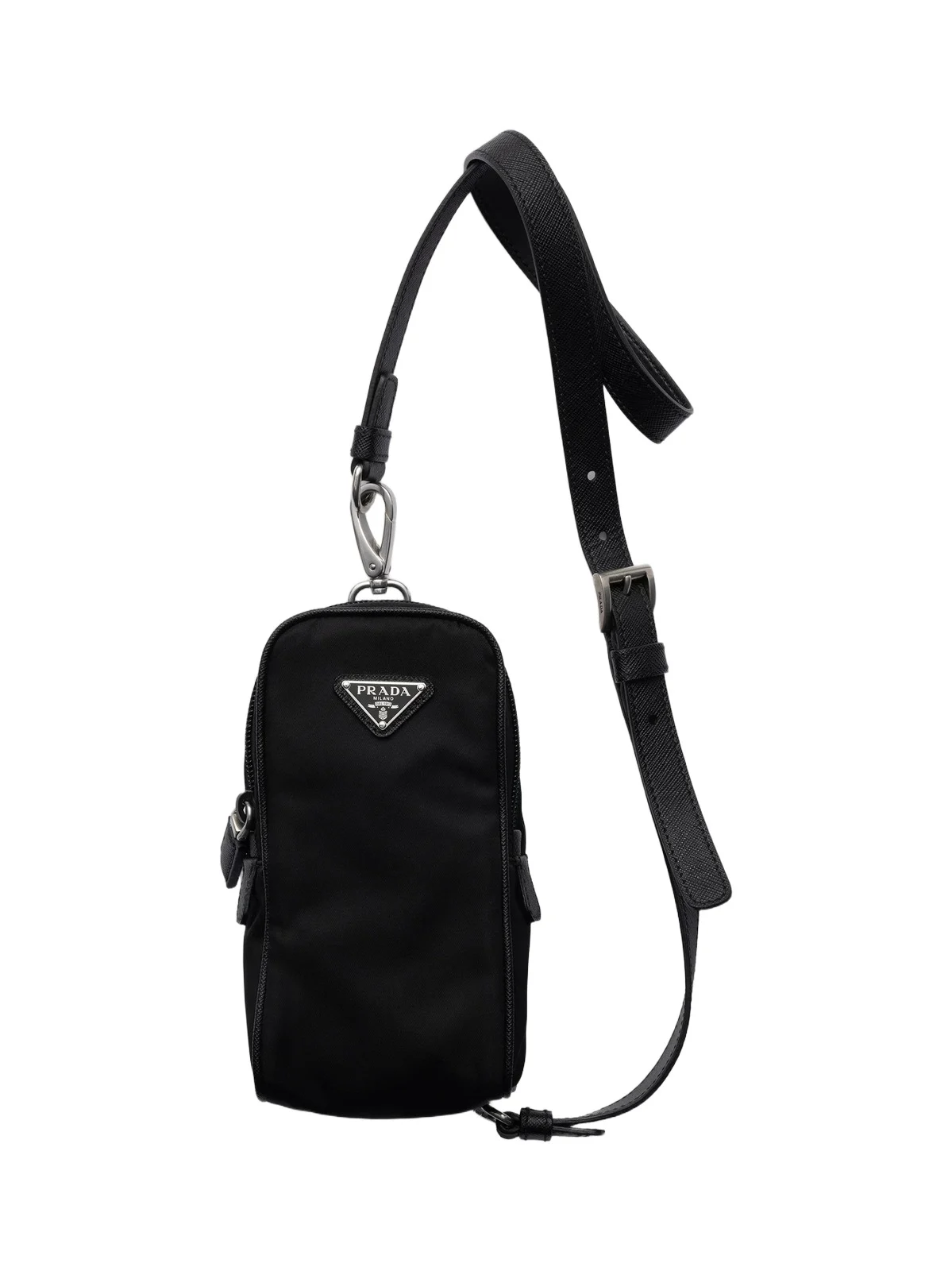 Women's Re-Nylon and Saffiano Leather Pouch Women's Re-Nylon and Saffiano Leather Pouch