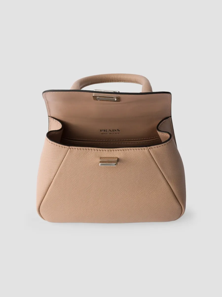Prada Women's Avoir Mini Top Handle Bag in Saffiano Leather - Beige | Thumbnail 4 Prada Women's Avoir Mini Top Handle Bag in Saffiano Leather - Beige | Thumbnail 4