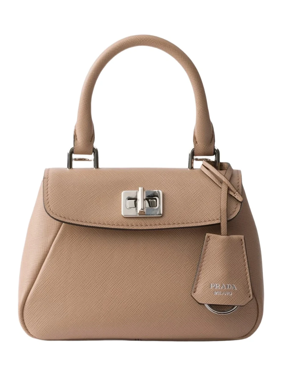 Prada Women's Avoir Mini Top Handle Bag in Saffiano Leather - Beige