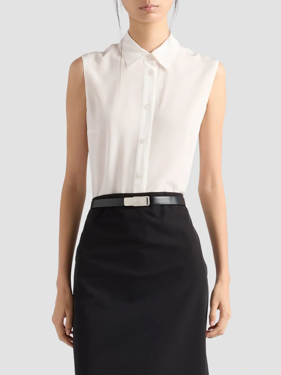 Prada Women's Crepe De Chine Shirt | Thumbnail 2 Prada Women's Crepe De Chine Shirt | Thumbnail 2