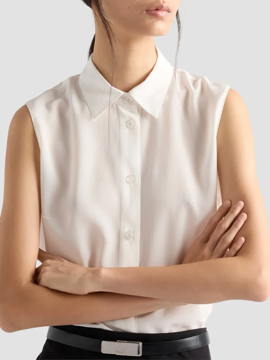 Prada Women's Crepe De Chine Shirt | Thumbnail 4 Prada Women's Crepe De Chine Shirt | Thumbnail 4