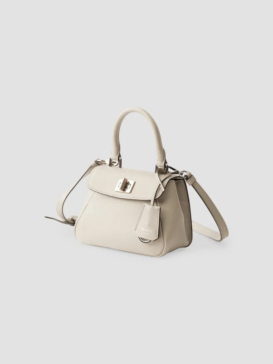 Prada Women's Avoir Mini Top Handle Bag in Saffiano Leather - Beige Khaki | Thumbnail 4