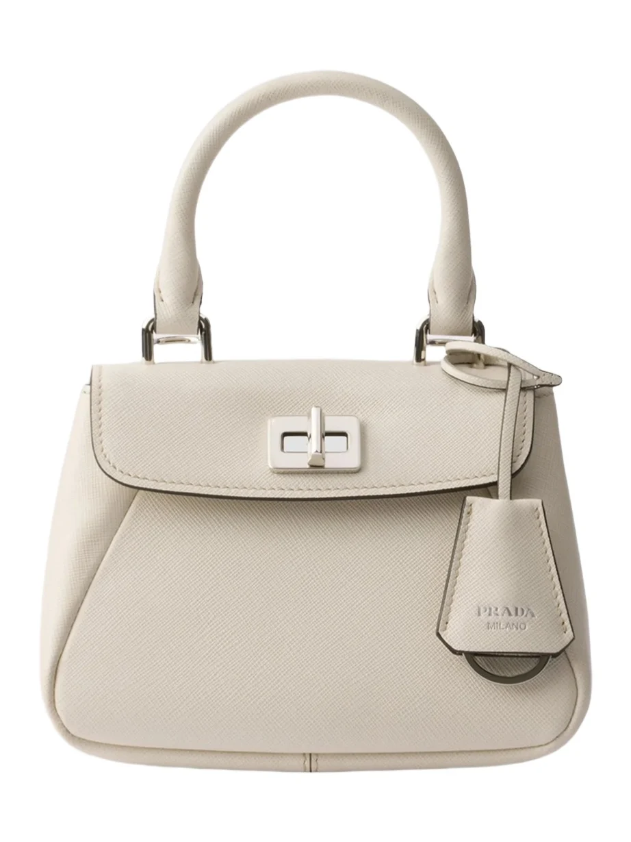 Prada Women's Avoir Mini Top Handle Bag in Saffiano Leather - Beige Khaki