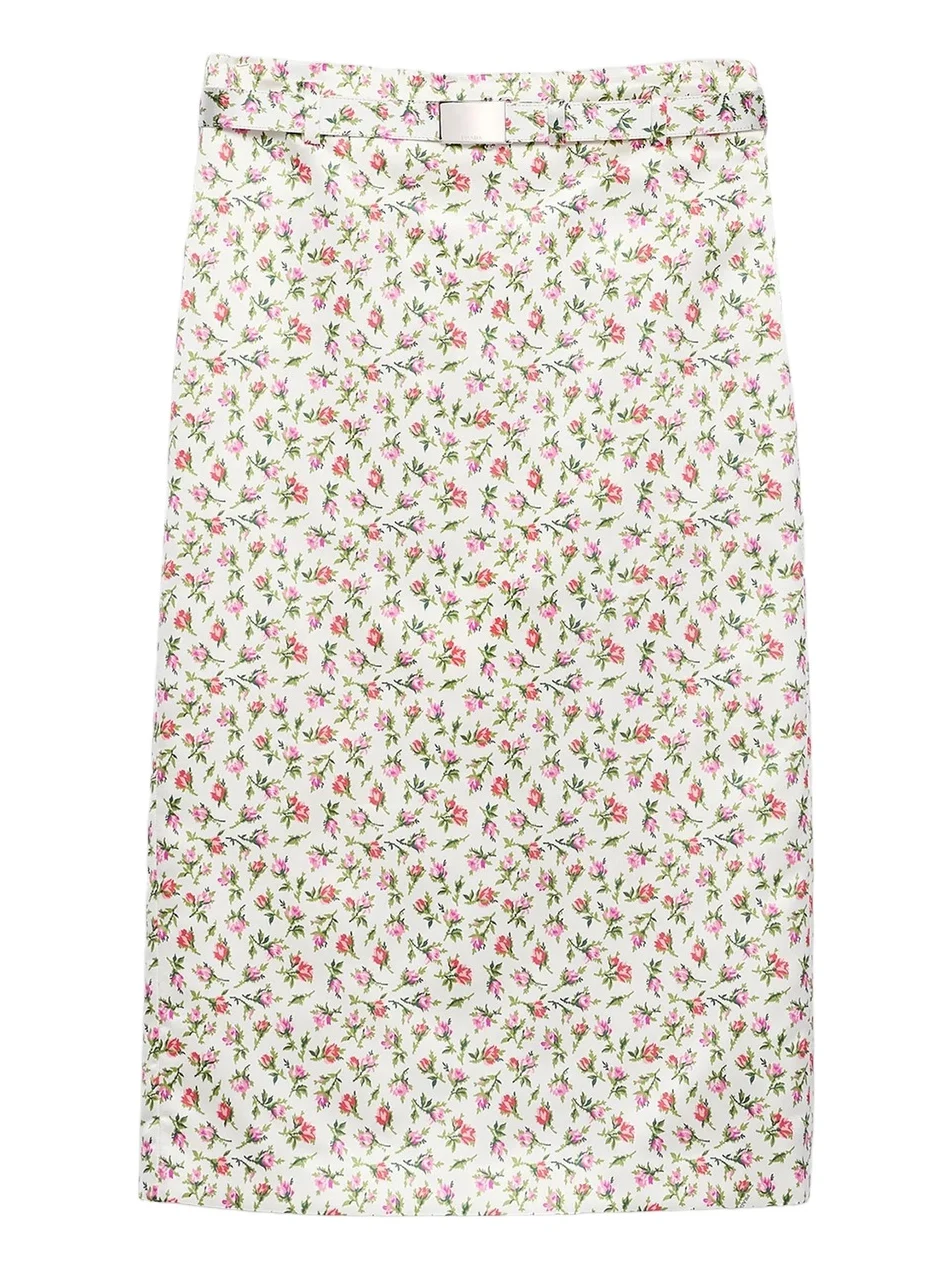 Women's Printed Silk Duchesse Midi Skirt Women's Printed Silk Duchesse Midi Skirt