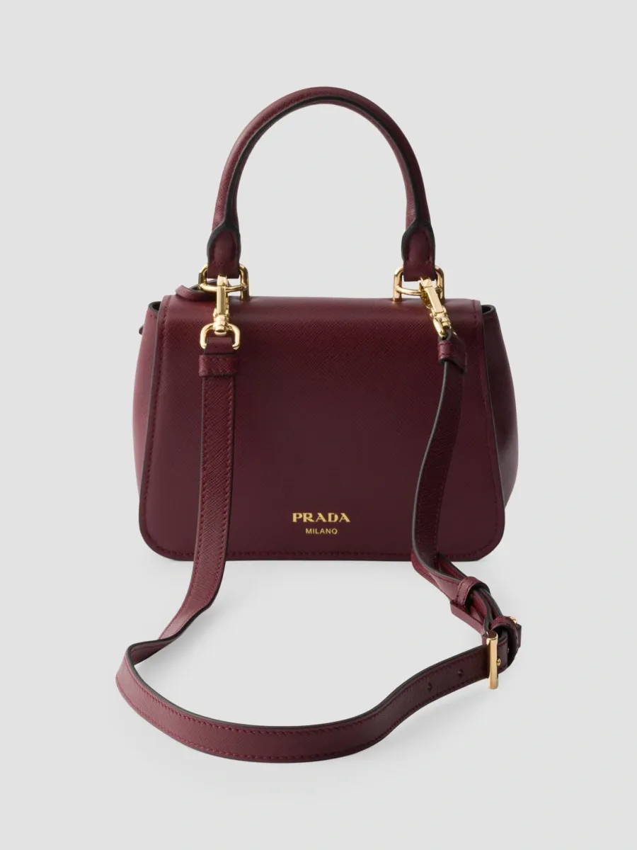 Prada Women's Avoir Mini Top Handle Bag in Saffiano Leather - Dark Red | Thumbnail 3 Prada Women's Avoir Mini Top Handle Bag in Saffiano Leather - Dark Red | Thumbnail 3