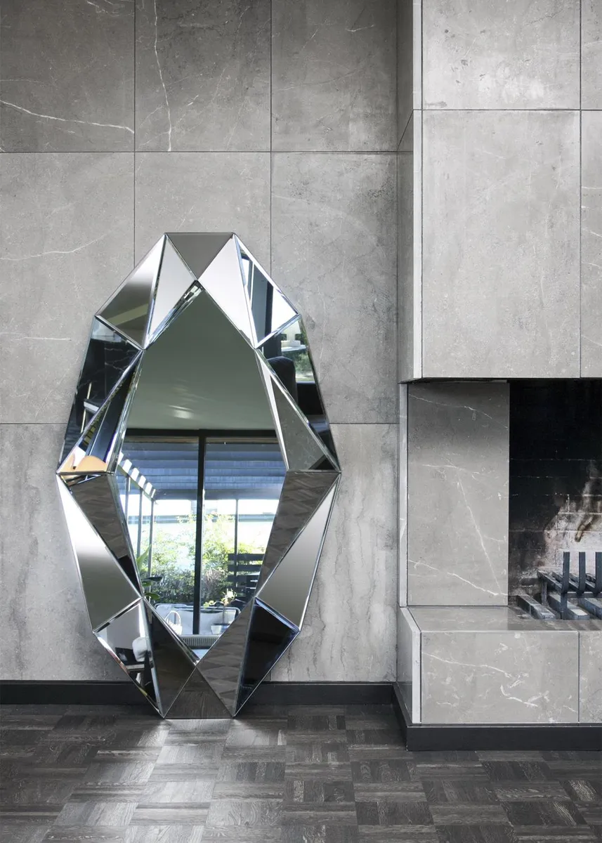 Reflections Copenhagen XL Silver Diamond Wall Mirror | Thumbnail 2
