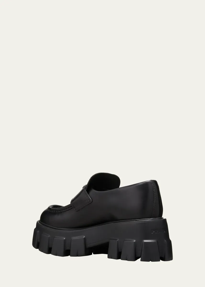 Prada Monolith Leather Logo Platform Loafers | Thumbnail 2 Prada Monolith Leather Logo Platform Loafers | Thumbnail 2