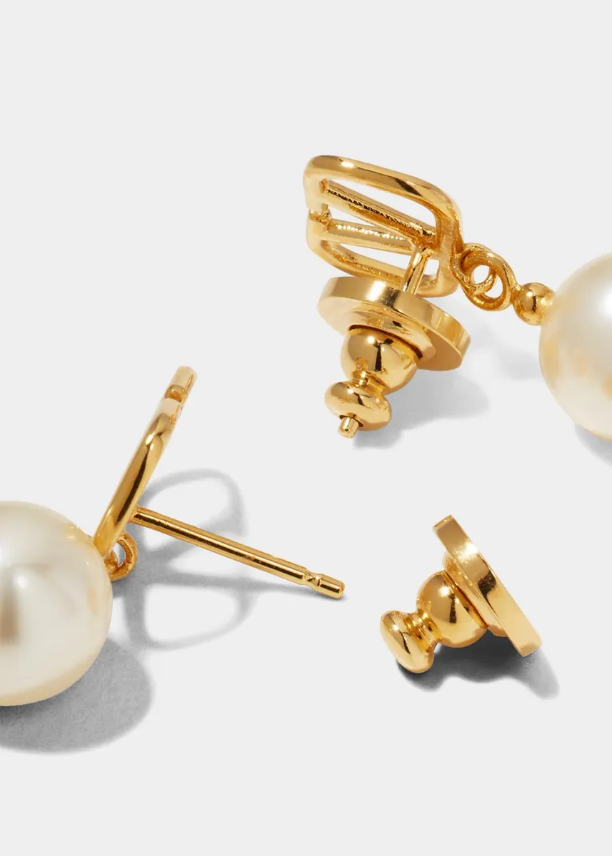 Valentino Garavani Logo Pearly-Drop Earrings | Thumbnail 4