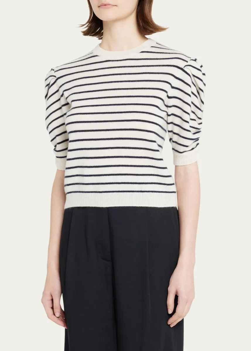 Frame Stripe Ruched Sleeve Sweater | Thumbnail 4 Frame Stripe Ruched Sleeve Sweater | Thumbnail 4