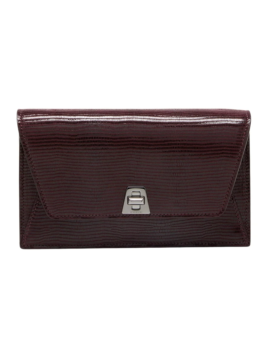 Anouk Lizard-Print Clutch Bag w/ Chain Anouk Lizard-Print Clutch Bag w/ Chain
