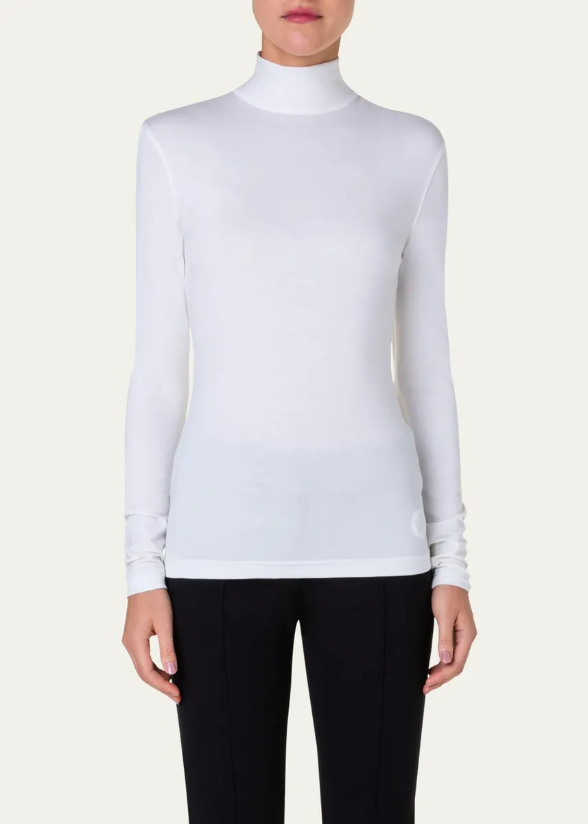 Akris punto Turtleneck Long-Sleeve Modal-Stretch Top | Thumbnail 4 Akris punto Turtleneck Long-Sleeve Modal-Stretch Top | Thumbnail 4