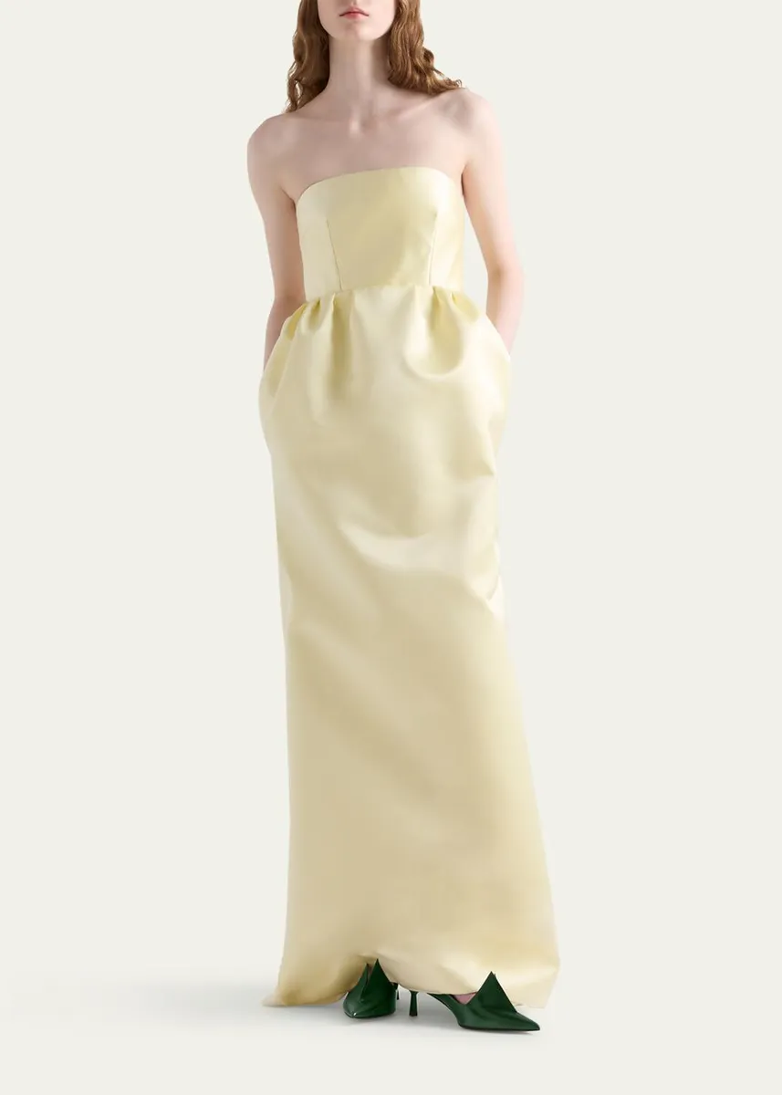 Prada Long Double Satin Dress | Thumbnail 2 Prada Long Double Satin Dress | Thumbnail 2