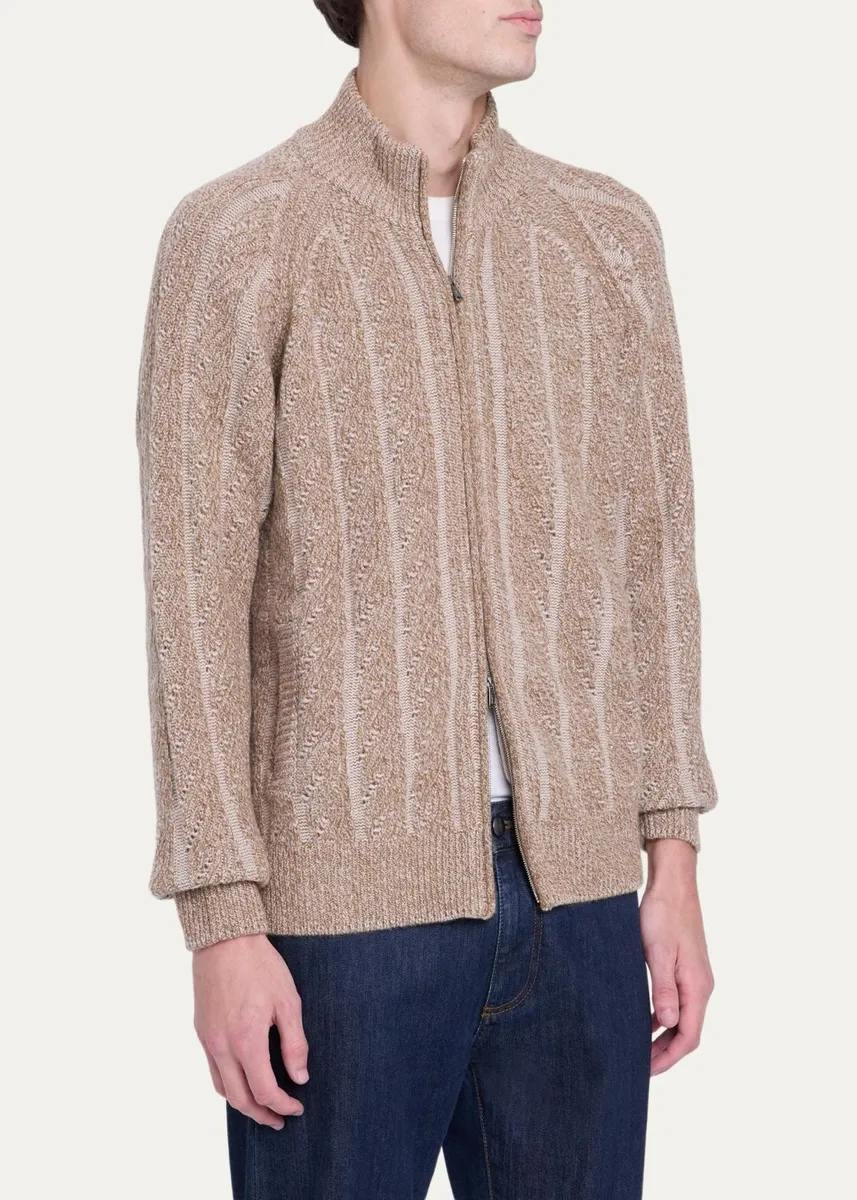 Fioroni Men's Cashmere Rib Full-Zip Cardigan | Thumbnail 4 Fioroni Men's Cashmere Rib Full-Zip Cardigan | Thumbnail 4