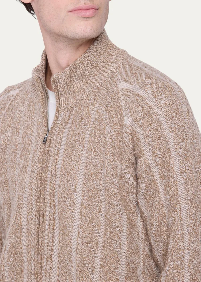 Fioroni Men's Cashmere Rib Full-Zip Cardigan | Thumbnail 5 Fioroni Men's Cashmere Rib Full-Zip Cardigan | Thumbnail 5