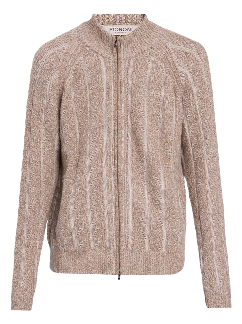 Fioroni Men's Cashmere Rib Full-Zip Cardigan