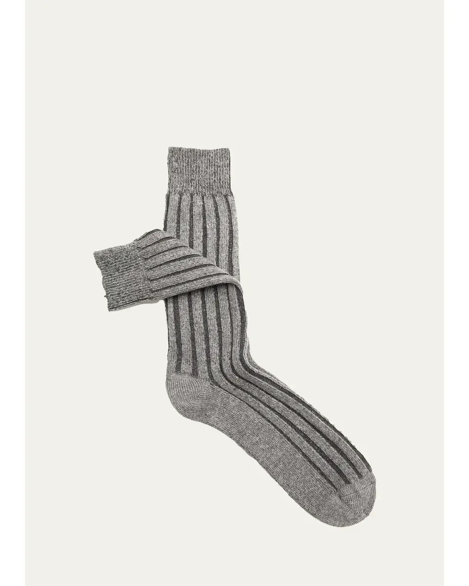 Sozzi Calze Men's Contrast-Ribbed Crew Socks | Thumbnail 2