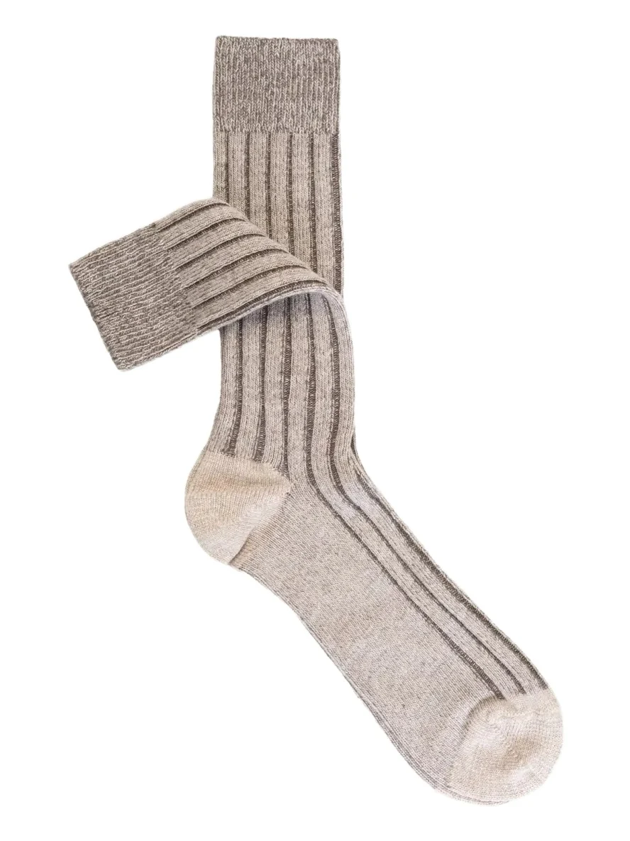 Sozzi Calze Men's Contrast-Ribbed Crew Socks