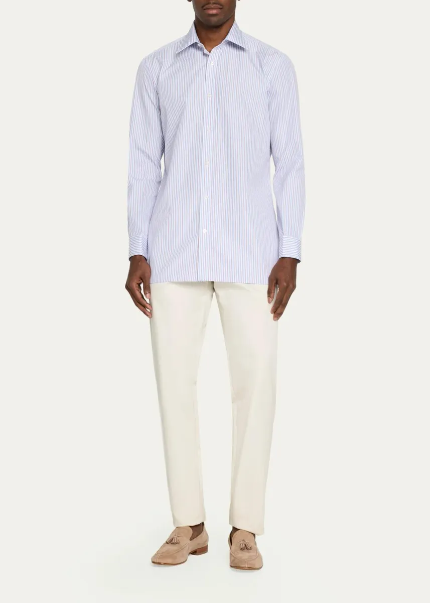 Charvet Men's Multi-Stripe Cotton Dress Shirt | Thumbnail 2