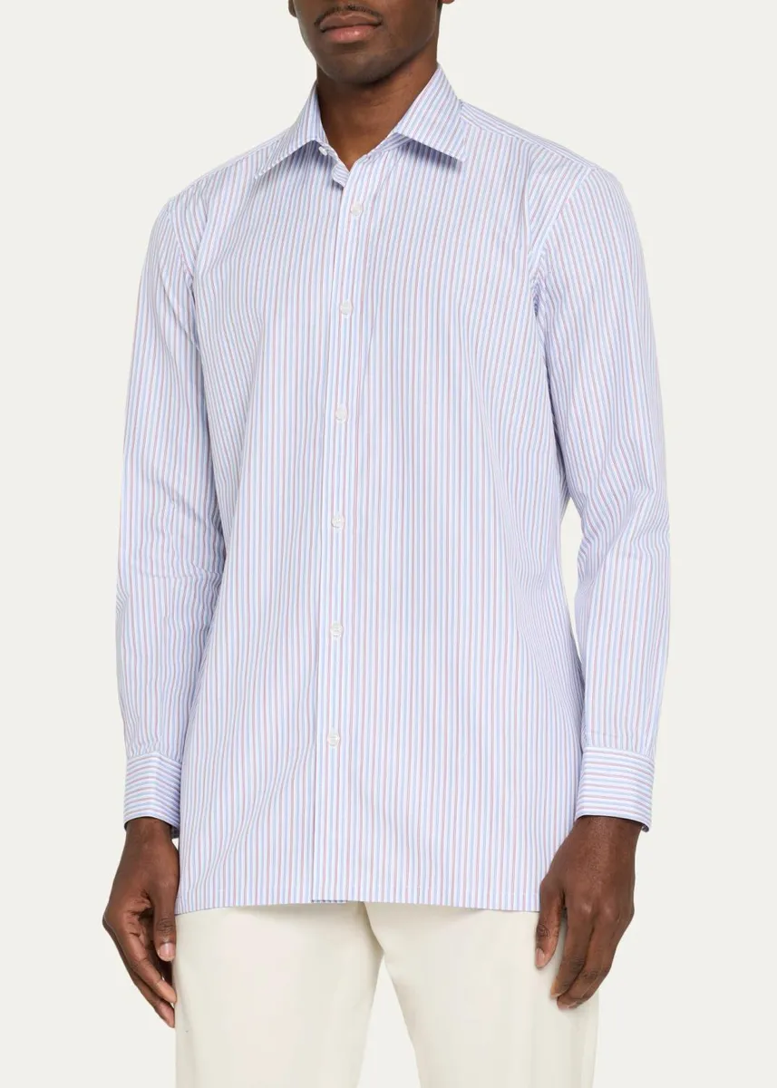 Charvet Men's Multi-Stripe Cotton Dress Shirt | Thumbnail 4