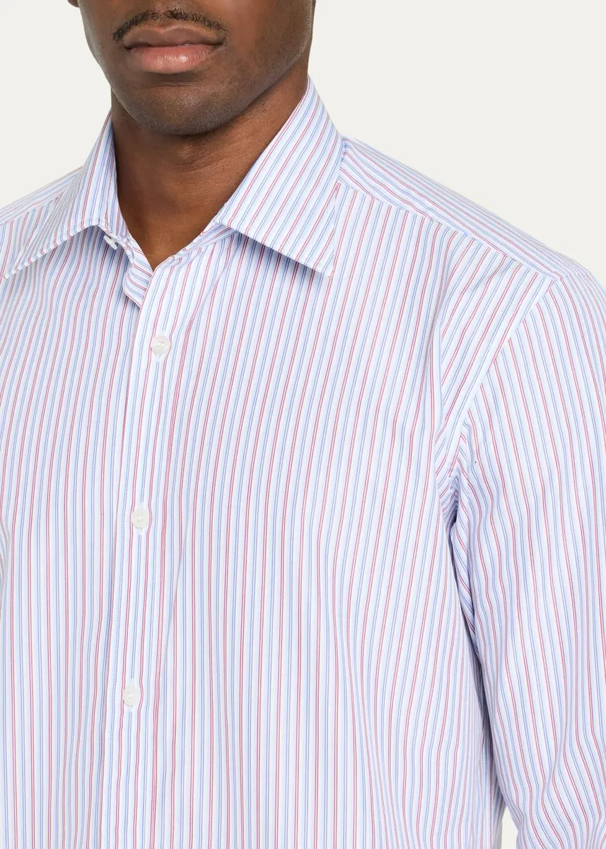 Charvet Men's Multi-Stripe Cotton Dress Shirt | Thumbnail 5