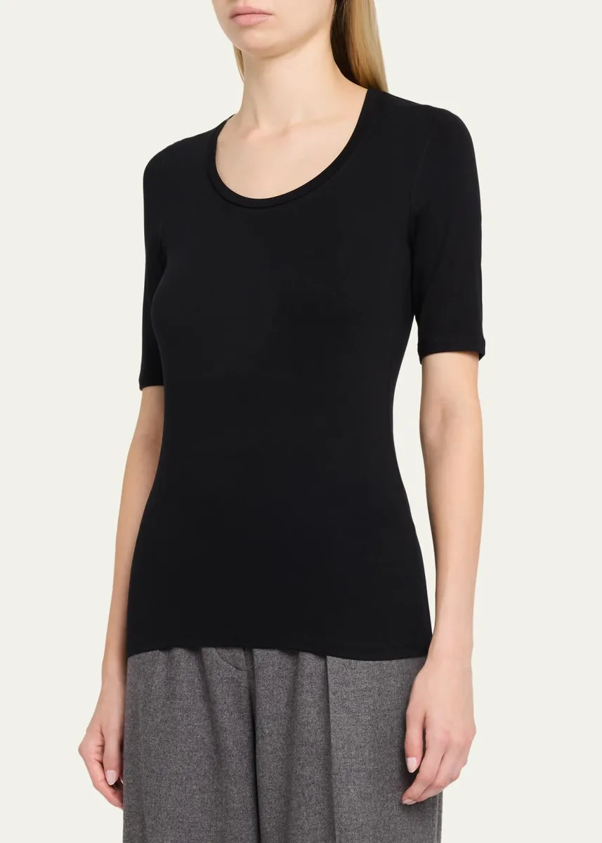 MAJESTIC FILATURES Elbow-Sleeve Scoop-Neck Shirt | Thumbnail 4 MAJESTIC FILATURES Elbow-Sleeve Scoop-Neck Shirt | Thumbnail 4