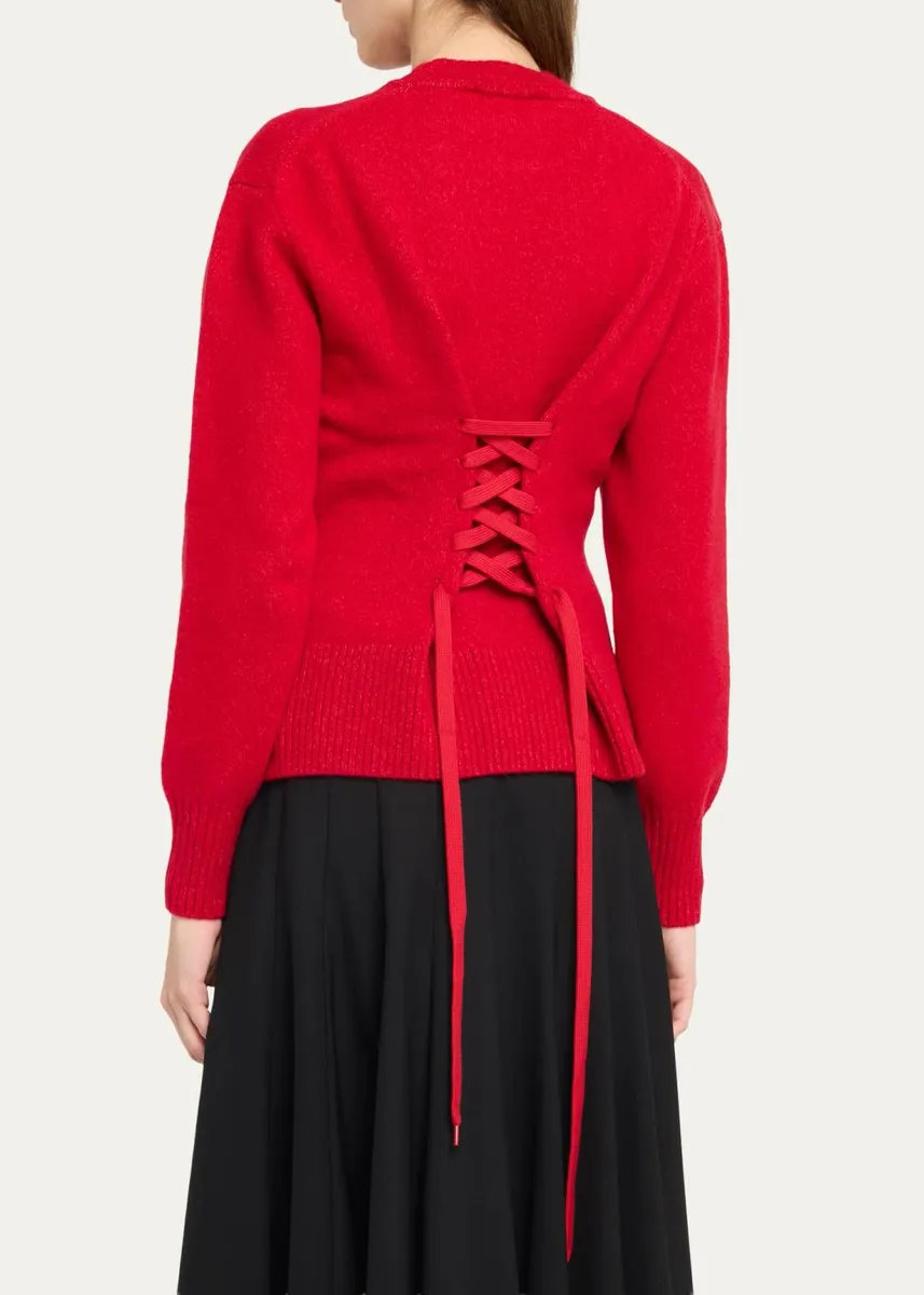 Simone Rocha Merino Sculpted Laced Mock-Neck Sweater | Thumbnail 3 Simone Rocha Merino Sculpted Laced Mock-Neck Sweater | Thumbnail 3