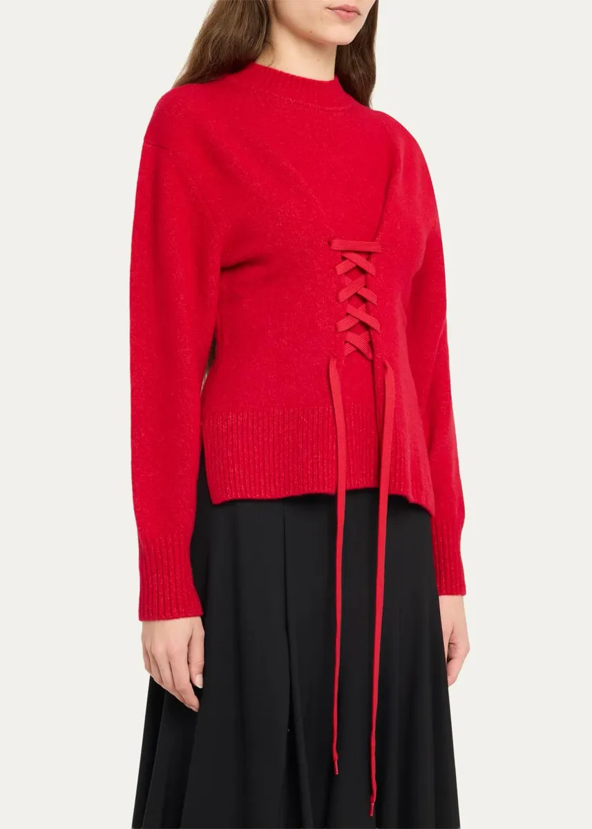 Simone Rocha Merino Sculpted Laced Mock-Neck Sweater | Thumbnail 4 Simone Rocha Merino Sculpted Laced Mock-Neck Sweater | Thumbnail 4