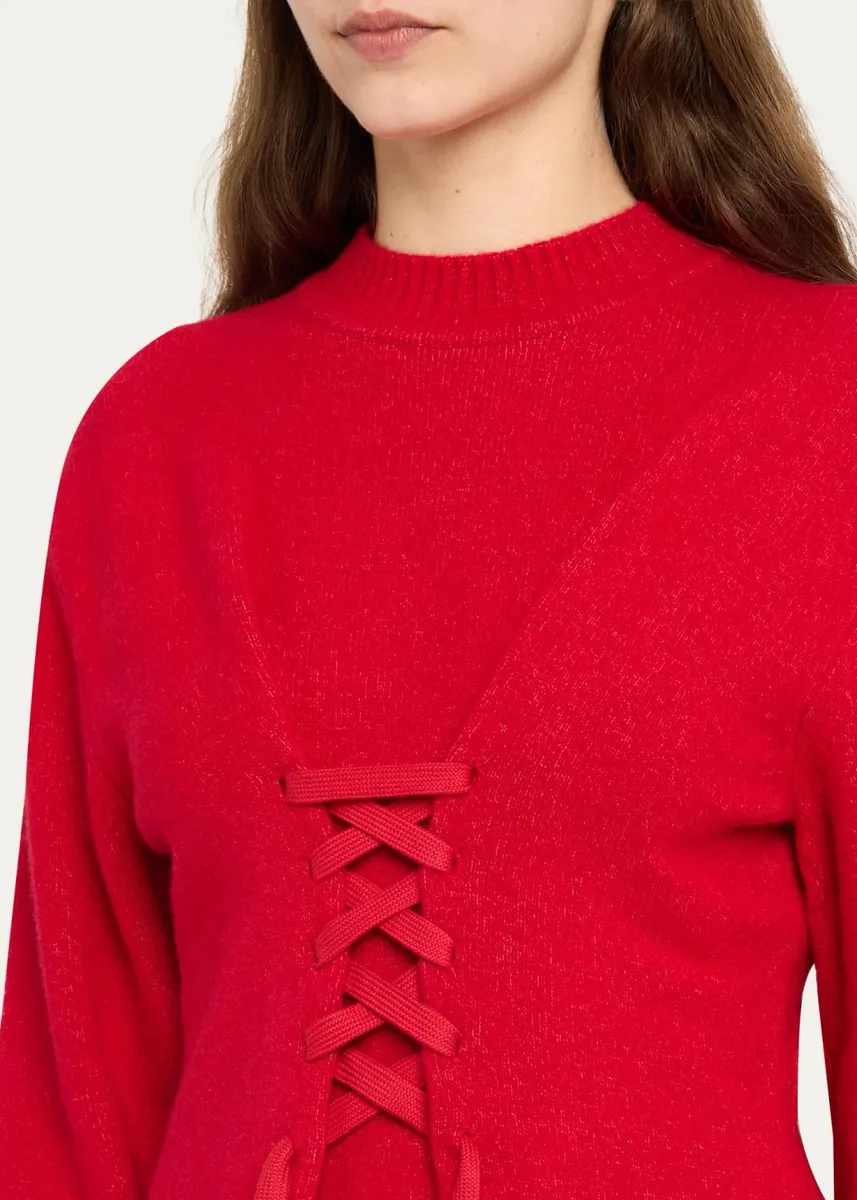 Simone Rocha Merino Sculpted Laced Mock-Neck Sweater | Thumbnail 5 Simone Rocha Merino Sculpted Laced Mock-Neck Sweater | Thumbnail 5