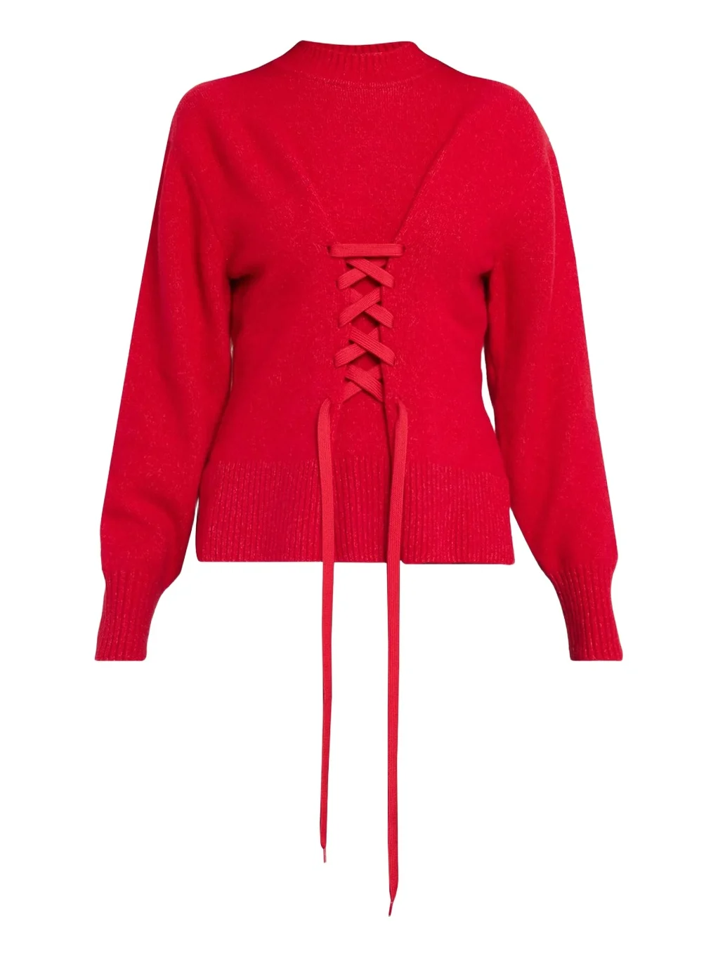 Merino Sculpted Laced Mock-Neck Sweater
