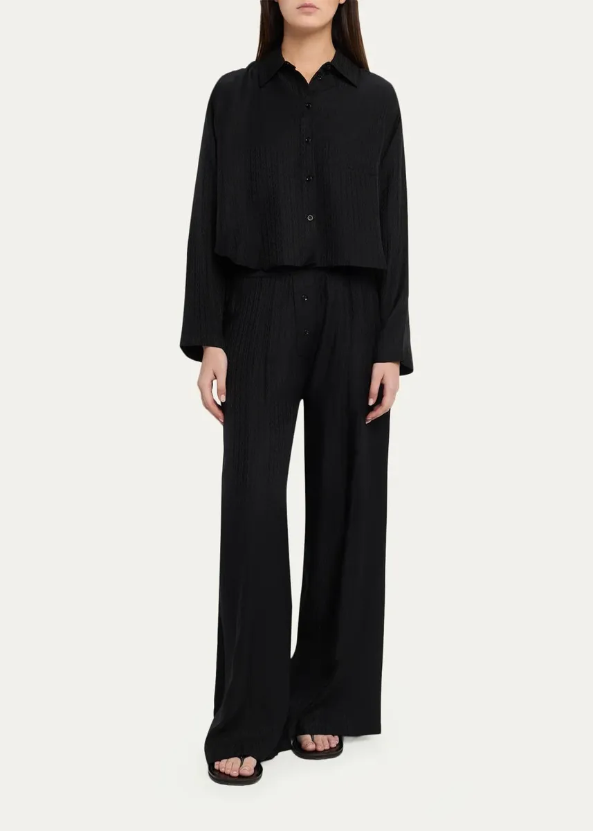 Kiki de Montparnasse Say My Name Cropped Silk Lounge Shirt | Thumbnail 2 Kiki de Montparnasse Say My Name Cropped Silk Lounge Shirt | Thumbnail 2