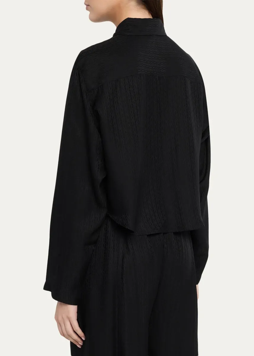 Kiki de Montparnasse Say My Name Cropped Silk Lounge Shirt | Thumbnail 3 Kiki de Montparnasse Say My Name Cropped Silk Lounge Shirt | Thumbnail 3