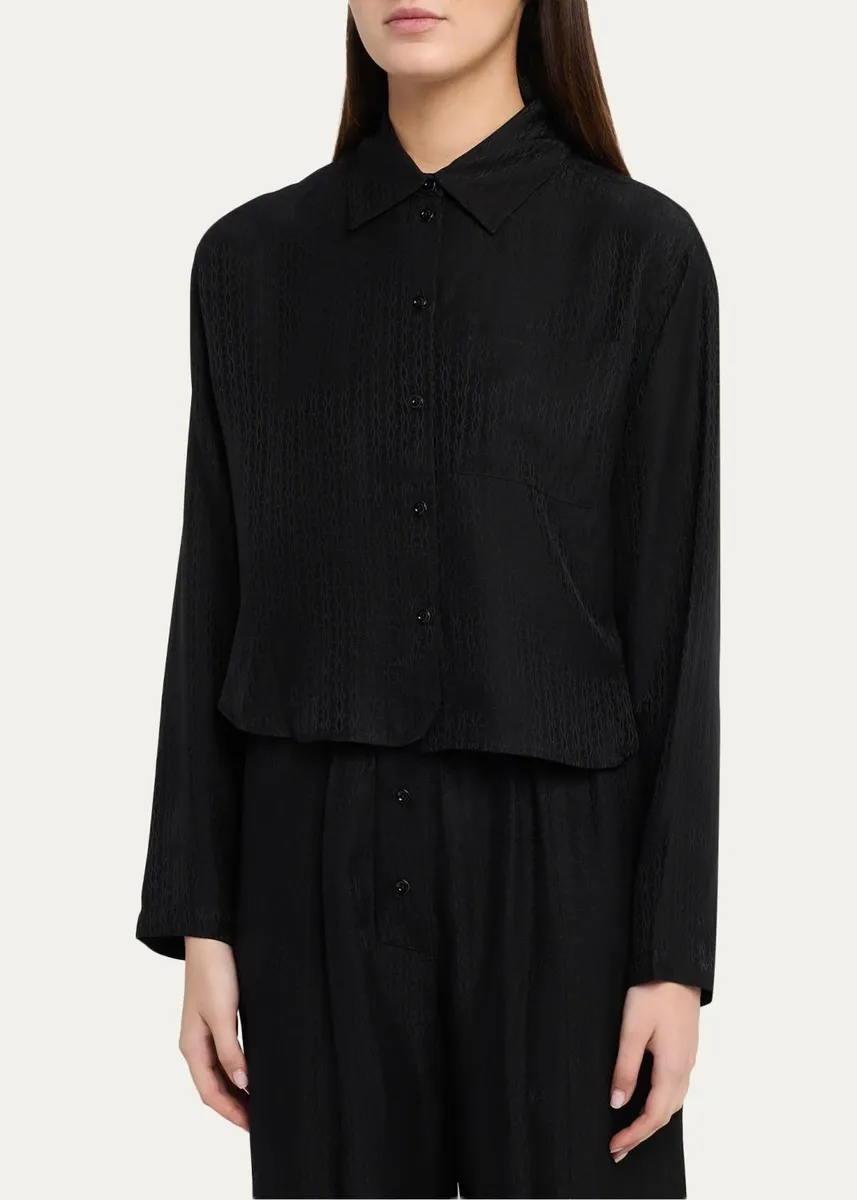Kiki de Montparnasse Say My Name Cropped Silk Lounge Shirt | Thumbnail 4 Kiki de Montparnasse Say My Name Cropped Silk Lounge Shirt | Thumbnail 4