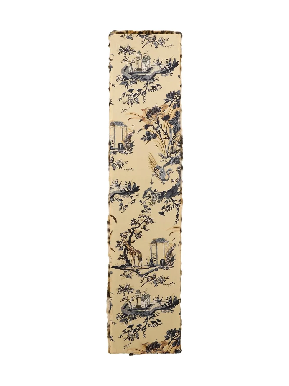 Reversible Floral and Faux Fur Scarf
