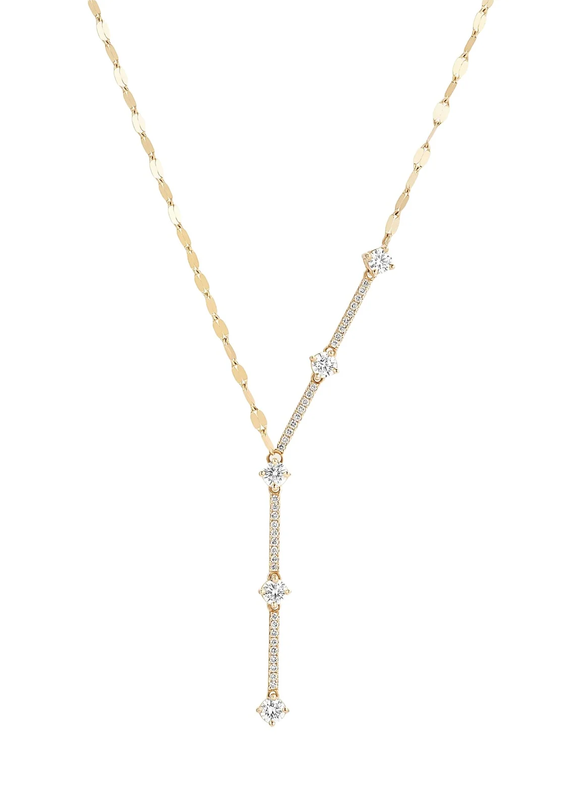 14K Solo Diamond Lariat Necklace
