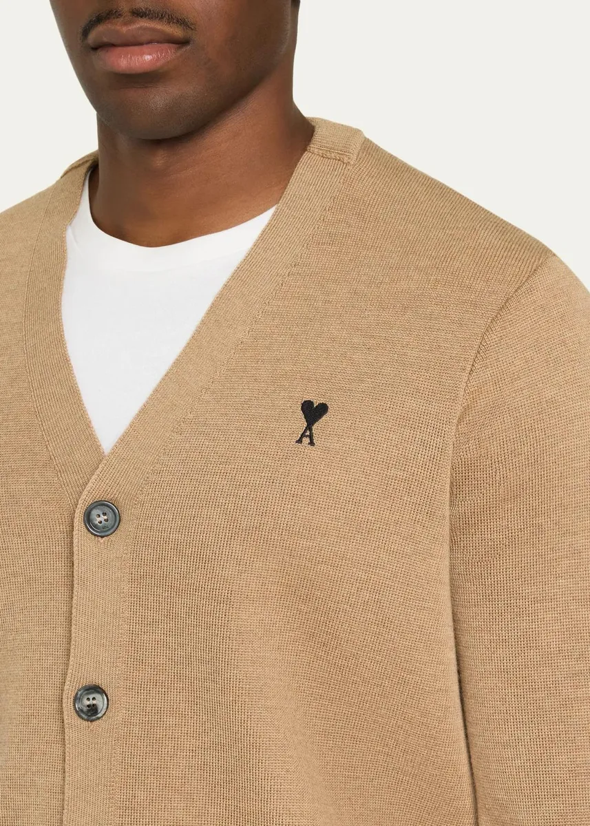 AMI PARIS Men's Merino Wool Ami De Coeur V-Neck Cardigan | Thumbnail 5 AMI PARIS Men's Merino Wool Ami De Coeur V-Neck Cardigan | Thumbnail 5