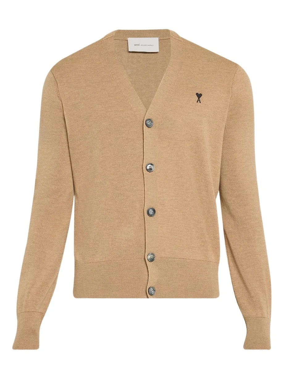 AMI PARIS Men's Merino Wool Ami De Coeur V-Neck Cardigan
