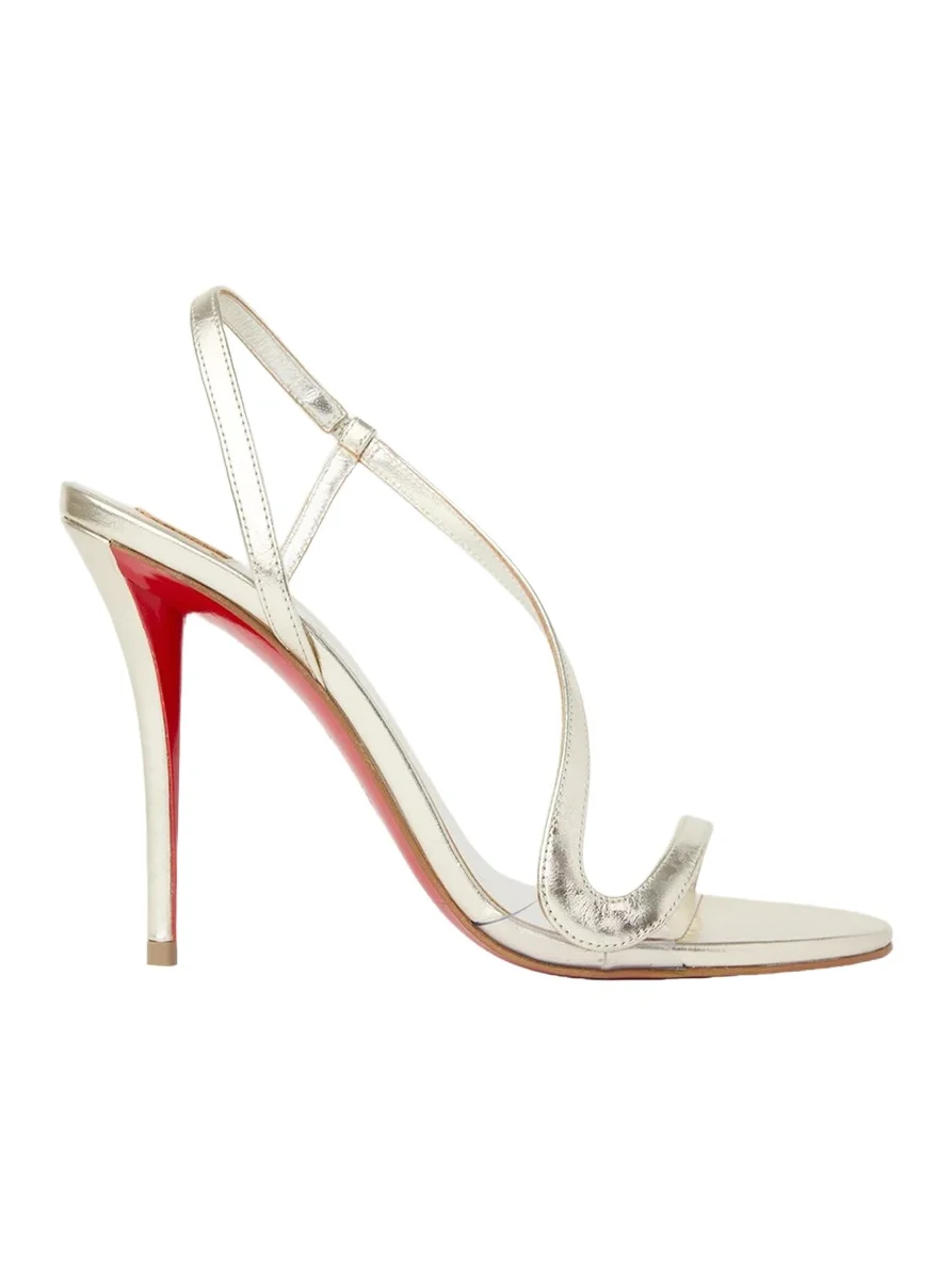Christian Louboutin 100mm Rosa Z Metallic Leather Slingback Sandals