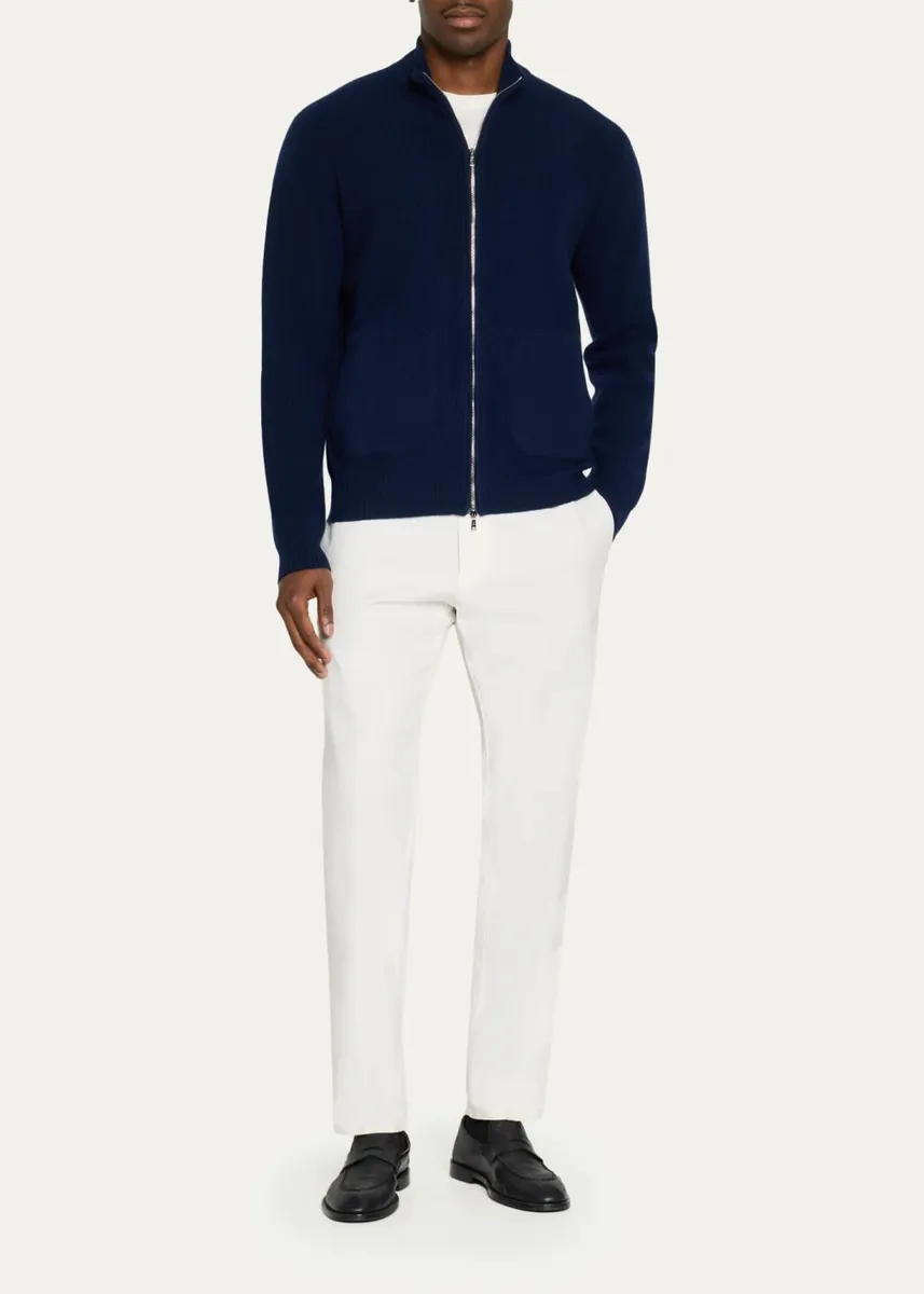 Fioroni Men's Cashmere Full-Zip Ribbed Cardigan | Thumbnail 2 Fioroni Men's Cashmere Full-Zip Ribbed Cardigan | Thumbnail 2