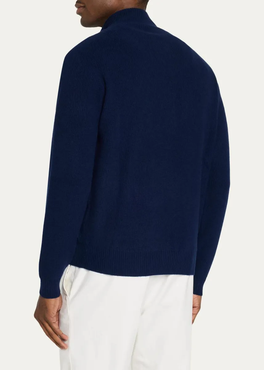 Fioroni Men's Cashmere Full-Zip Ribbed Cardigan | Thumbnail 3 Fioroni Men's Cashmere Full-Zip Ribbed Cardigan | Thumbnail 3