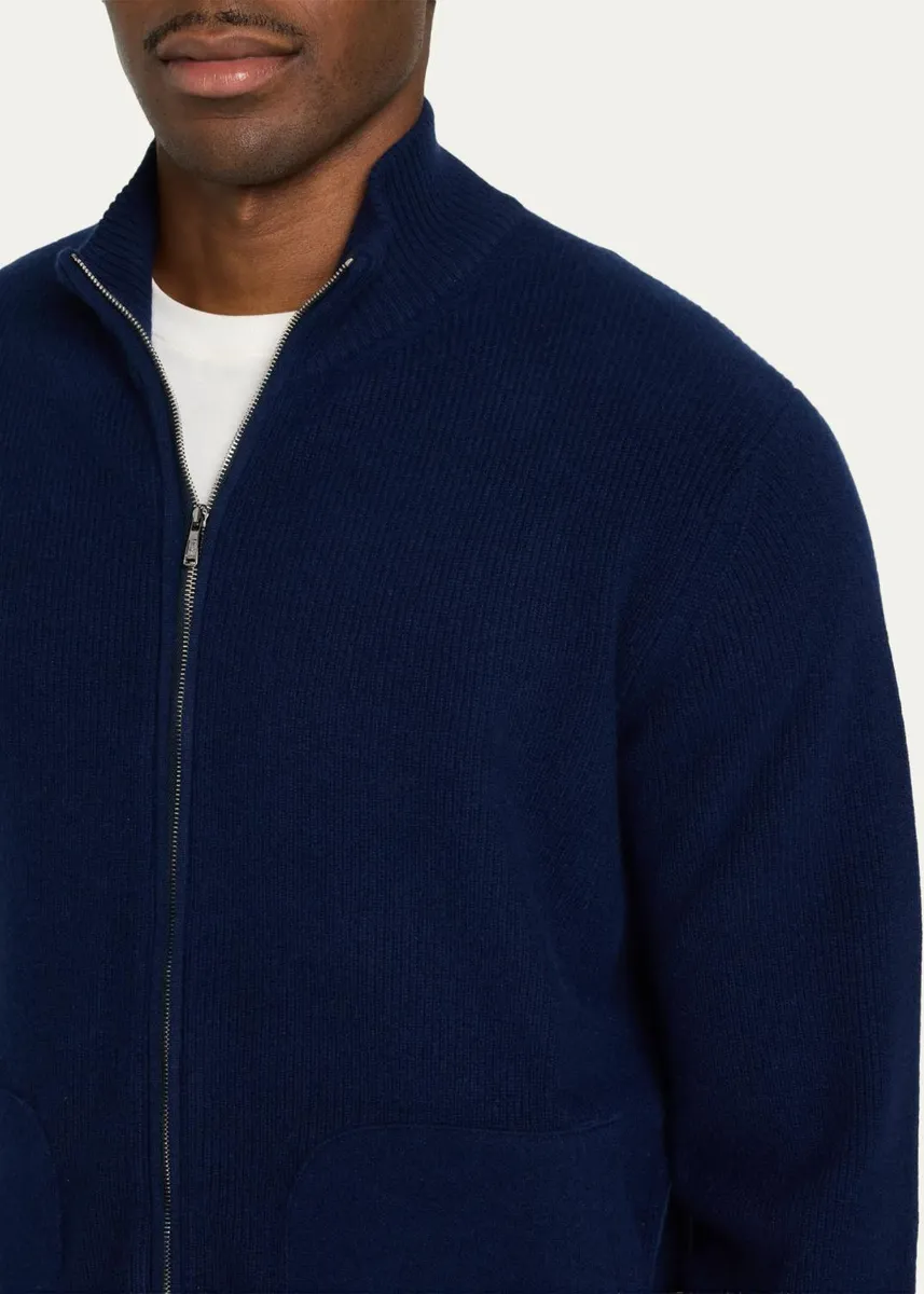 Fioroni Men's Cashmere Full-Zip Ribbed Cardigan | Thumbnail 5 Fioroni Men's Cashmere Full-Zip Ribbed Cardigan | Thumbnail 5
