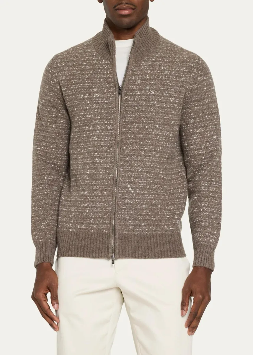 Fioroni Men's Donegal Cashmere-Silk Full-Zip Cardigan | Thumbnail 4