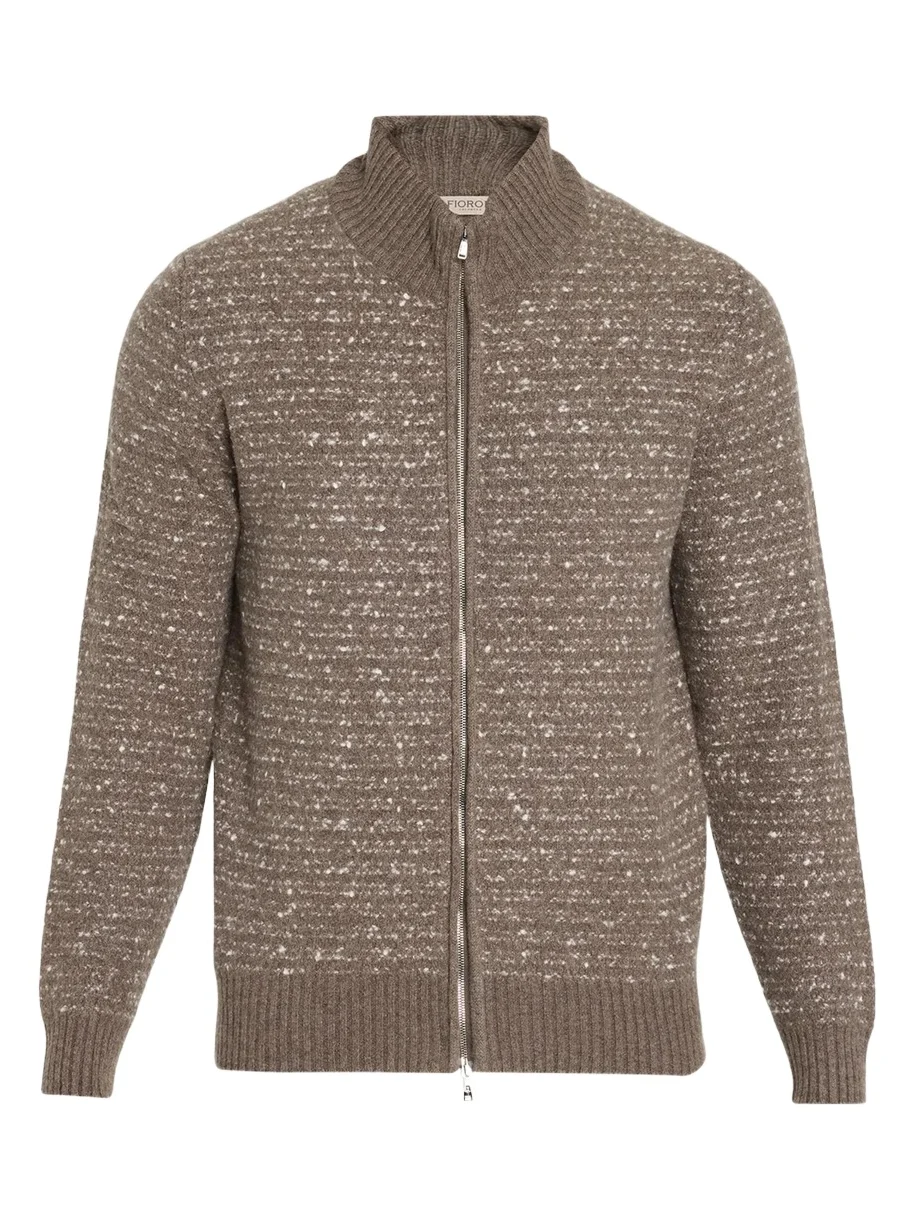 Fioroni Men's Donegal Cashmere-Silk Full-Zip Cardigan