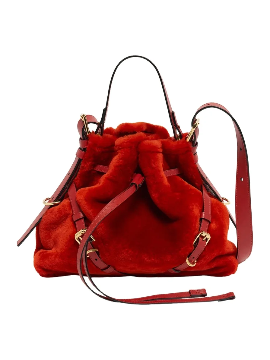 Voyou Small Shearling Shoulder Bag